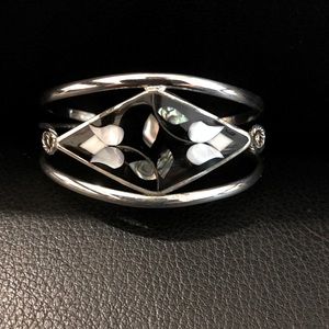 Silver cuff abalone bracelet